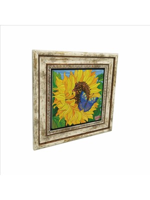 Kelebek Baskılı Doğaltaş Tablo 25X25 KRG-154