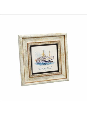 Istanbul Vapur Baskılı Doğaltaş Tablo 20CMX20CM KRT-034