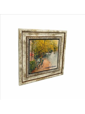 Amsterdam Görseli Baskılı Doğaltaş Tablo 25CMX25CM KRG-013