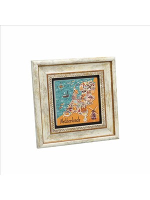 Hollanda Sembolleri Baskılı Doğaltaş Tablo 20CMX20CM KRG-022