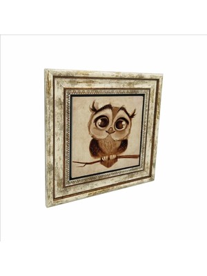 Baykuş Baskılı Doğaltaş Tablo 25CMX25CM KRG-163