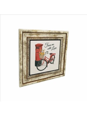 Hollanda Bisklet Görseli Baskılı Doğaltaş Tablo 25 cm x 25 cm KRG-033