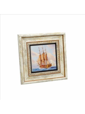 Fransız Gemisi Resmi Baskılı Doğaltaş Tablo (20 x 20 KRG-132)