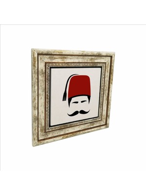 Osmanlı Erkek Ikon Baskılı Doğaltaş Tablo (25 x 25 KRT-109)