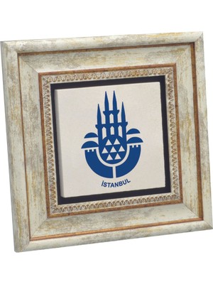 Istanbul Amblemi Baskılı Doğaltaş Tablo (20 x 20 KRT-147)