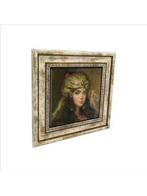 Osmanlı Kadın Çizimi Baskılı Doğaltaş Tablo (25 x 25 KRT-111)