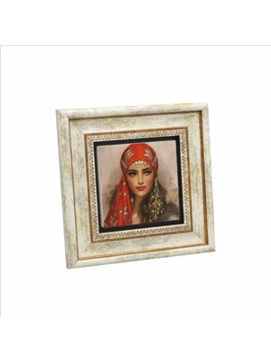 Anadolu Kadını Çizimi Baskılı Doğaltaş Tablo 20X20 KRT-112