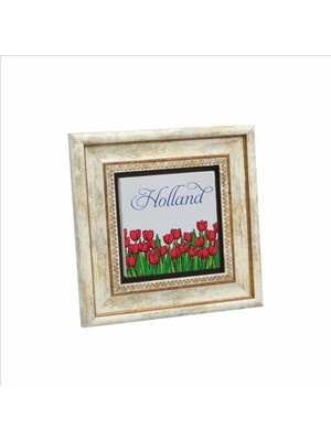 Hollanda Lale Görseli Baskılı Doğaltaş Tablo 20CMX20CM KRG-024