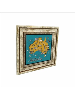 Avustralya Sembolleri Baskılı Doğaltaş Tablo (25 x 25 Krg-65)