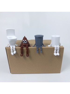 4 Lü Eğlenceli Dekoratif Banyo Seti(Klozet-Çöp Kovası-Tuvalet Kağıdı-Kaka)