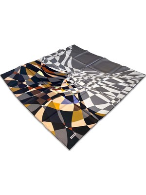 Aker Siyah Geometrik Desen Tivil İpek Eşarp 8550713 - 915