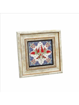 Osmanlı Iznik Çini Deseni Baskılı Taş Tablo 20X20 Kd-39