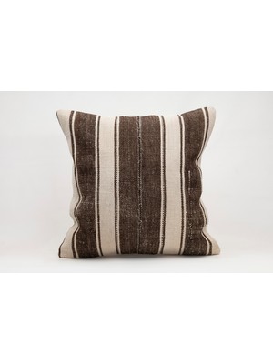 El Yapımı Kilimden Yapılmış Vintage Kırlent Kılıfı, Yün, 50X50 cm