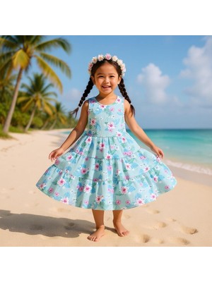 Çiçekli Kız Çocuk Elbise