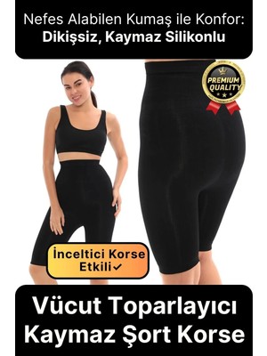 Doğum Sezeryan Sonrası Vücut Toparlayıcı Kaymaz Silikon Dikişsiz Selüllit Önleyici Paçalı Şort Korse