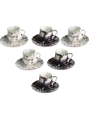Lucky Art Fleurısse Bone 6lı Ayaklı Kahve Fıncanı Setı