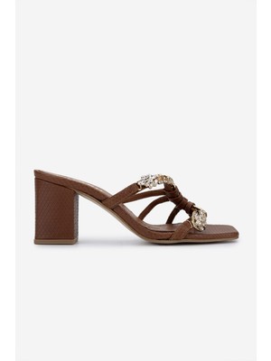 Valmenti Kadın Hakiki Deri Terlik 1141 564 Maren 6-1 Byn Trlk Y25 Brown Snake
