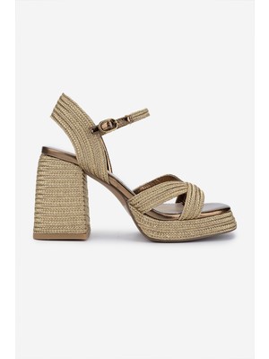 Valmenti Kadın Vegan/tekstil Topuklu Sandalet 1141 HAVANA-002 Bn Sndlt Y25 Gold Rope