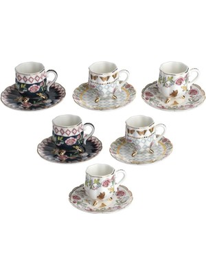 Lucky Art Evelyn Bone 6lı Ayaklı Kahve Fıncanı Setı