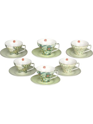 LuckyArt Lucky Art Sylva Bone 6'lı Çay Fıncanı Setı