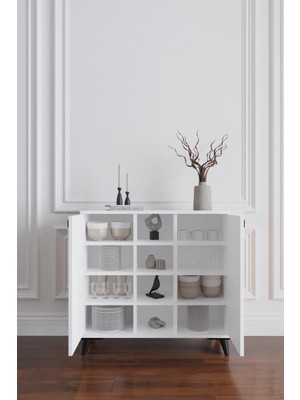 Misty 2 Kapaklı Konsol, Çok Amaçlı Dolap, 90 cm