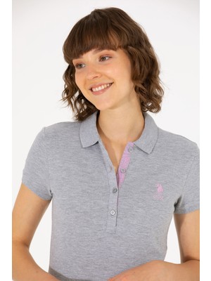 U.S. Polo Assn. Kadın Gri Melanj Tişört Basic 50262698-VR086