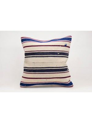 El Yapımı Kilimden Yapılmış Vintage Kırlent Kılıfı, Yün, 50X50 cm