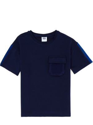 U.S. Polo Assn. Erkek Çocuk Lacivert Bisiklet Yaka Oversize Tişört 50263550-VR033