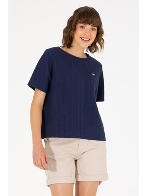 U.S. Polo Assn. Kadın Lacivert Bisiklet Yaka Tişört 50263757-VR033