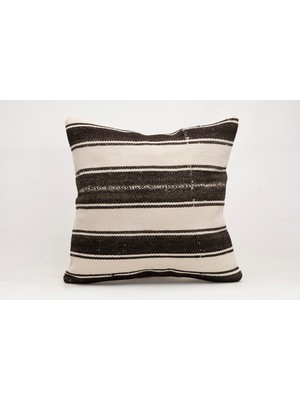 El Yapımı Kilimden Yapılmış Vintage Kırlent Kılıfı, Yün, 50X50 cm