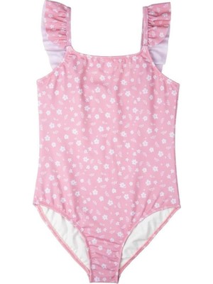 Swimfoam Pembe Çiçekli Fırfırlı Kız Çocuk Mayo