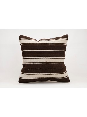 El Yapımı Kilimden Yapılmış Vintage Kırlent Kılıfı, Yün, 50X50 cm
