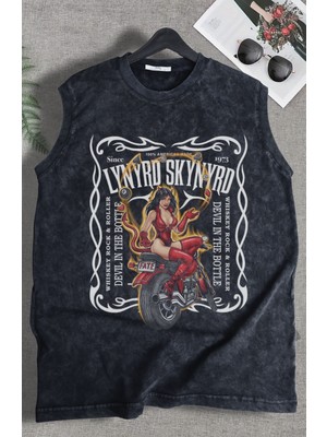 Lynyrd Skynyrd 1973 Baskılı Yıkamalı Kolsuz Tişört, Unisex Rock Band Temalı Sıfır Kol Retro Atlet