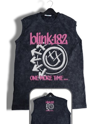 BLINK-182 One More Time Ense Baskılı Yıkamalı Kolsuz Tişört,unisex Rock Band Temalı Sıfır Kol Atlet