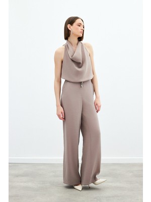 Örgü Kemerli Pantolon - Vizon