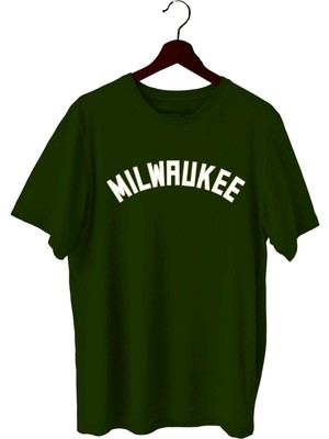 Top Glory Milwaukee Baskılı Basketbol T-Shirt Sporcu Tişörtü
