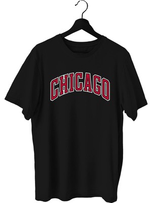 Top Glory Chicago Baskılı Basketbol T-Shirt Sporcu Tişörtü