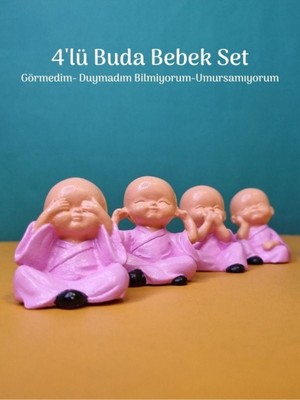 Mini Buda Bebekler 4'lü Set Görmedim Duymadım Bilmiyorum Umursamıyorum Biblo Kokulu Taş