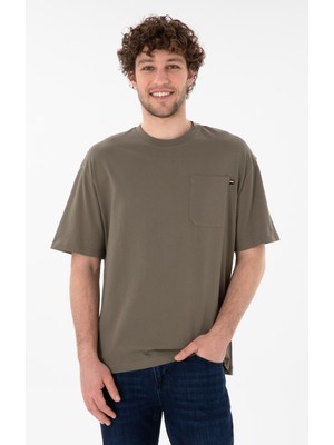 U.S. Polo Assn. Erkek Comfort Fit Bisiklet Yaka Vizon Tişört 50305990-VR052