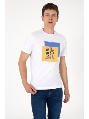 U.S. Polo Assn. Erkek Regular Fit Bisiklet Yaka Beyaz Tişört 50306880-VR013