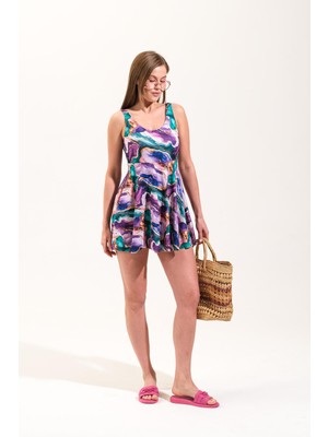 725708_KADIN Askılı Birleşik Şortlu Deniz/havuz Elbise Mayosu