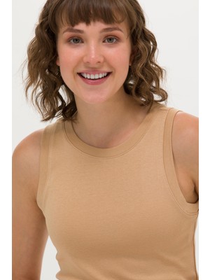 U.S. Polo Assn. Kadın Camel Tişört 50266320-VR015