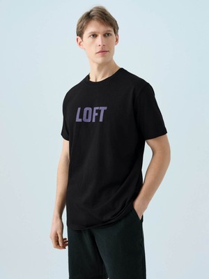 Loft Regular Siyah - Mor Erkek T-Shirt LF2038461