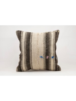 El Yapımı Kilimden Yapılmış Vintage Kırlent Kılıfı, Yün, 50X50 cm