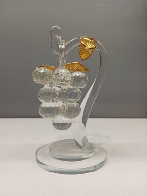 Dekoratif Kristal Cam Tekli Salkım Üzüm Şeffaf Gold