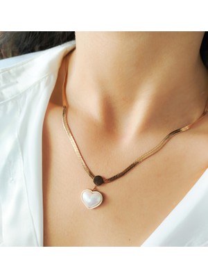 Novariva	Jewellery Rose Gold Renkli Italyan Zincir Kalp Figürlü Minimal Şık Kadın Kolye
