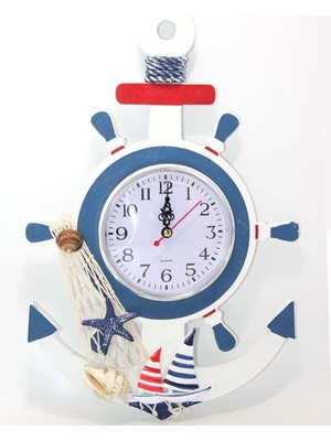 Ahşap Çapalı Dümen Duvar Saati, 32X22