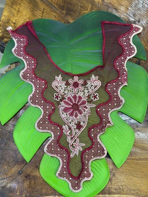 Bordo Nakış Işleme Yaka Dikiş Aplike 46X29 cm