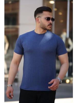 Defy Moda Erkek Ağaç Kabuğu Desenli Kısa Kollu T-Shirt