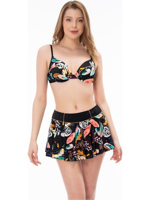 2025 Kreasyonu Desenli Etekli Bikini Takımı